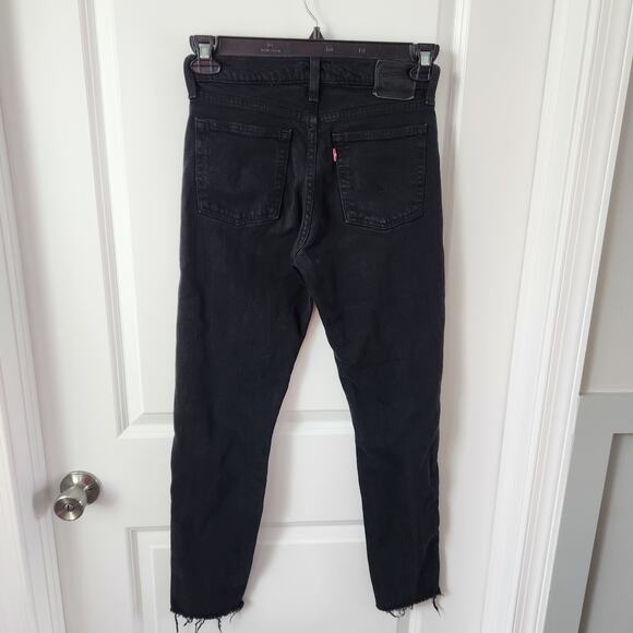 Levi's Wedgie Black Skinny Jeans Distressed Size 25 - Picture 9 of 10